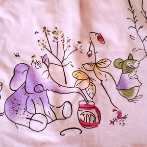 Pink dress with animal and floral print and striped ruffle pants, size 3t.